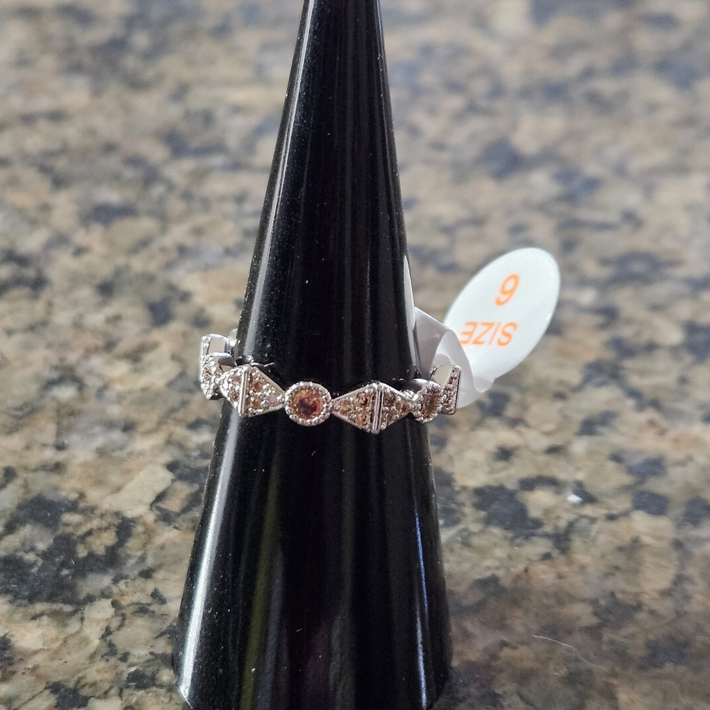 Bomb Party RG31519 "Wrapped With Love" Dark Smokey Topaz Cubic Zurconia Sz 6